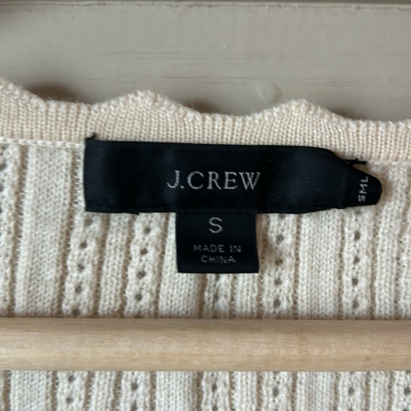 J.Crew Cream Merino Square Neck Pointelle Sweater - small - Picture 3 of 7